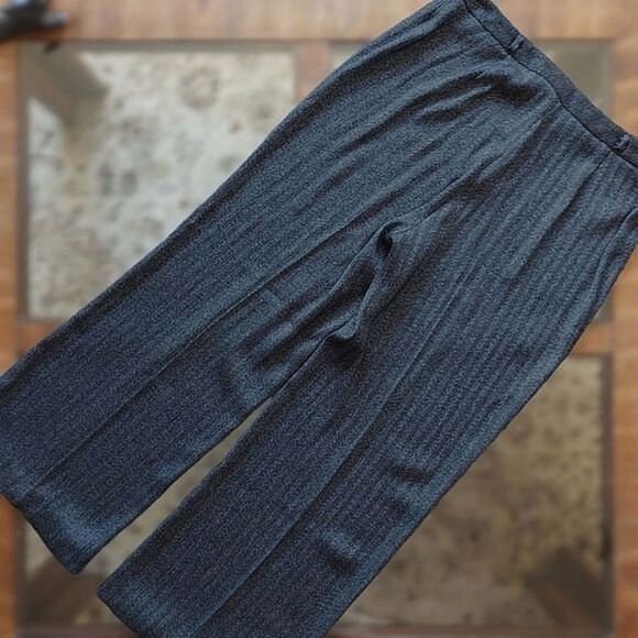 Vtg Y2K Precis charcoal grey herring bone wide leg dress pants - Picture 2 of 11